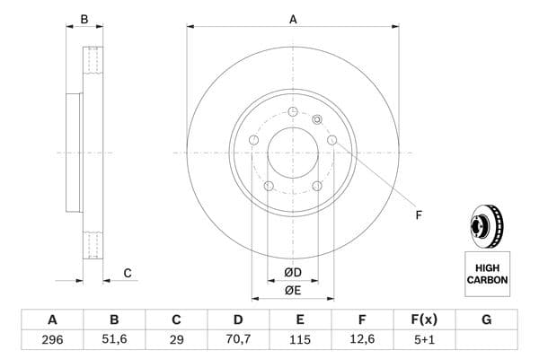 Bosch BD1145 Fren diski; ön küçük görsel 5