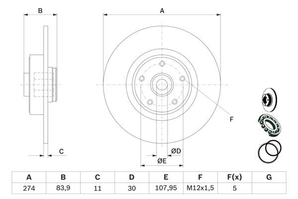 Bosch BD1122 Fren diski; arka küçük görsel 5
