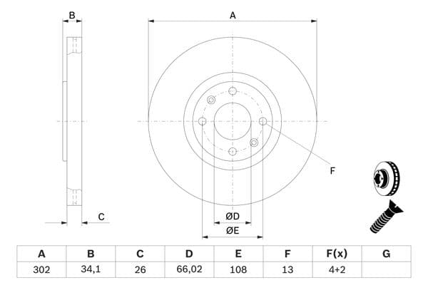 Bosch BD1151 Fren diski; ön küçük görsel 5