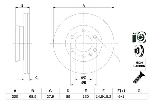 Bosch BD1157 Fren diski; ön küçük görsel 5