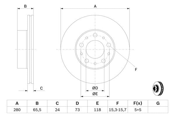 Bosch BD2097 Fren diski; ön küçük görsel 5
