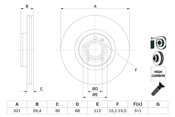 Bosch BD1163 Fren diski; ön küçük görsel 5