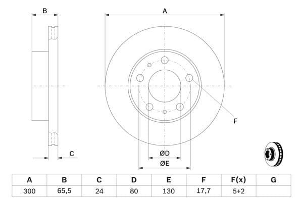 Bosch BD1218 Fren diski; ön küçük görsel 5