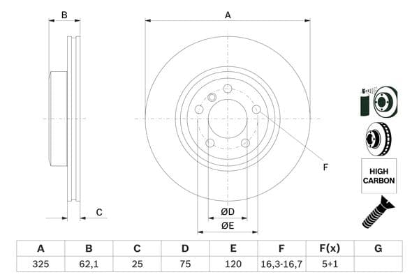 Bosch BD1195 Fren diski; ön küçük görsel 5