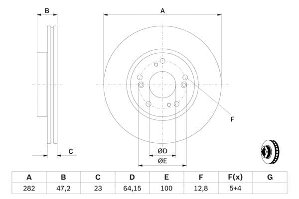 Bosch BD1204 Fren diski; ön küçük görsel 5