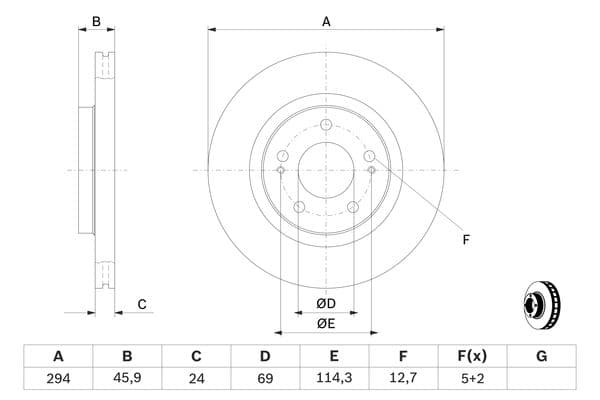 Bosch BD1210 Fren diski; ön küçük görsel 5