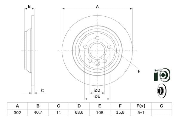 Bosch BD1296 Fren diski; arka küçük görsel 5