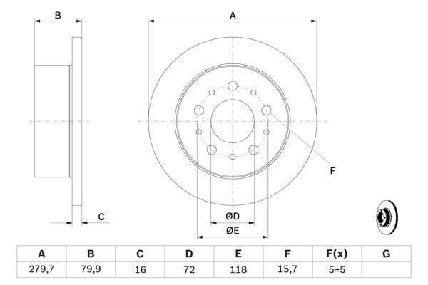 Bosch BD2110 Fren diski; arka küçük görsel 5
