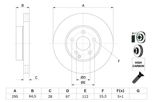 Bosch BD1301 Fren diski; ön küçük görsel 5