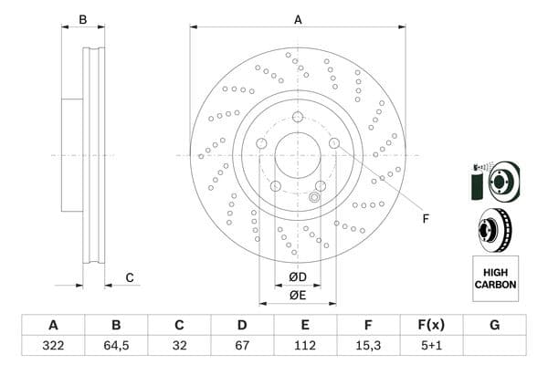 Bosch BD1302 Fren diski; ön küçük görsel 5