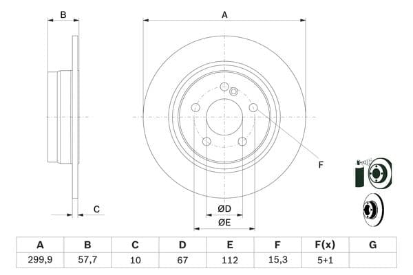 Bosch BD1304 Fren diski; arka küçük görsel 5