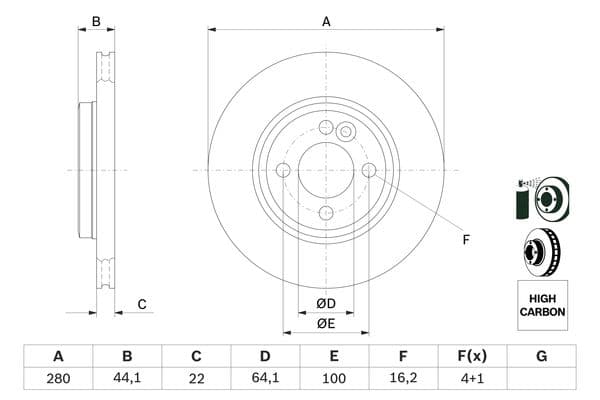 Bosch BD1319 Fren diski; ön küçük görsel 5