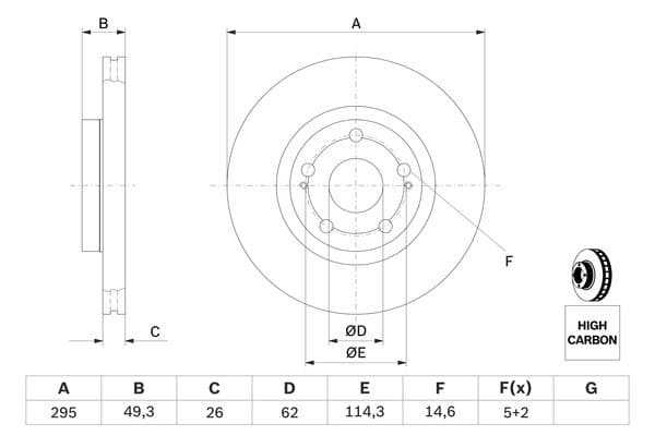 Bosch BD1285 Fren diski; ön küçük görsel 5