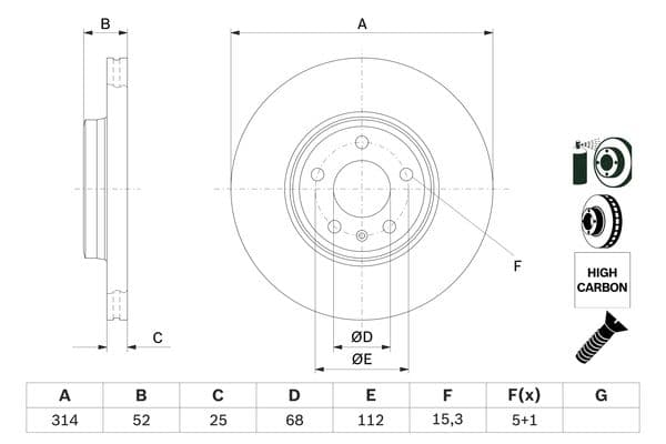 Bosch BD1326 Fren diski; ön küçük görsel 5