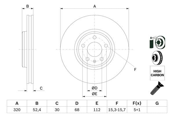Bosch BD1327 Fren diski; ön küçük görsel 5