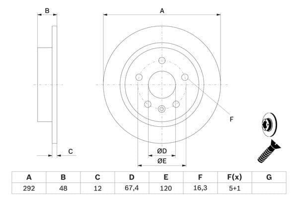Bosch BD1367 Fren diski; arka küçük görsel 5