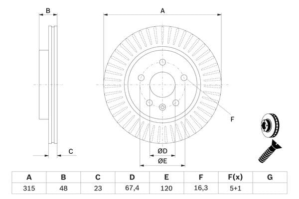 Bosch BD1368 Fren diski; arka küçük görsel 5