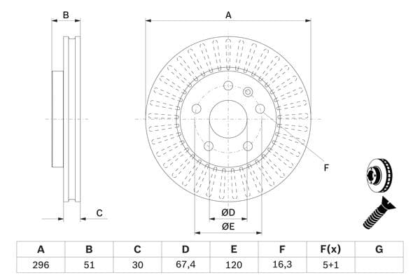 Bosch BD1388 Fren diski; ön küçük görsel 5