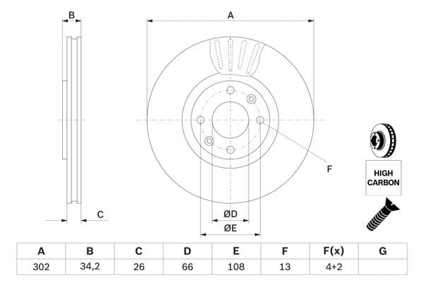 Bosch BD2211 Fren diski; ön küçük görsel 5