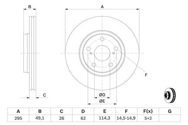 Bosch BD1403 Fren diski; ön küçük görsel 5