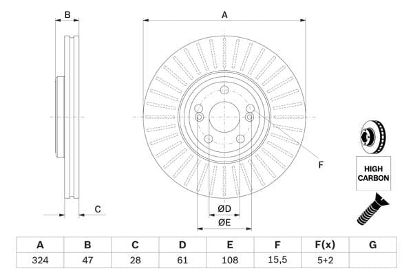 Bosch BD1408 Fren diski; ön küçük görsel 5