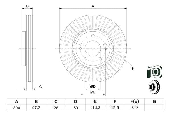 Bosch BD1438 Fren diski; ön küçük görsel 5