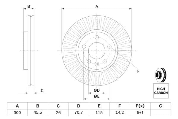 Bosch BD1488 Fren diski; ön küçük görsel 5