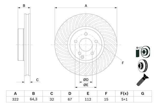 Bosch BD1496 Fren diski; ön küçük görsel 5