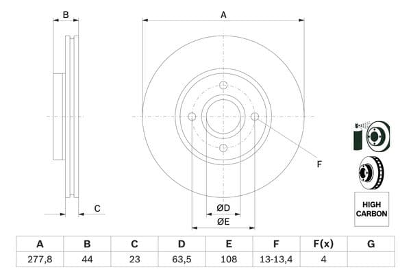 Bosch BD1676 Fren diski; ön küçük görsel 5
