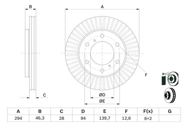 Bosch BD1537 Fren diski; ön küçük görsel 5
