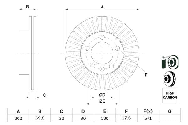 Bosch BD1548 Fren diski; ön küçük görsel 5