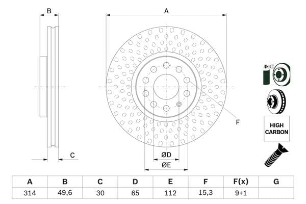 Bosch BD1567 Fren diski; ön küçük görsel 5