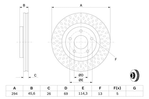 Bosch BD1581 Fren diski; ön küçük görsel 5