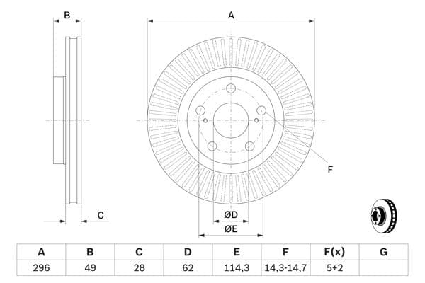Bosch BD1598 Fren diski; ön küçük görsel 5