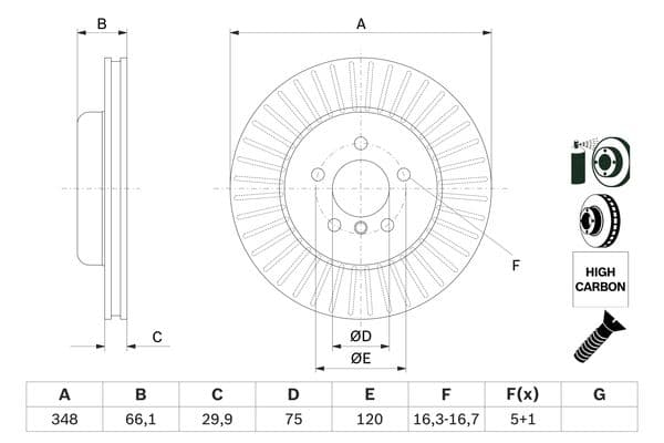 Bosch BD1602 Fren diski Premium2; ön küçük görsel 5