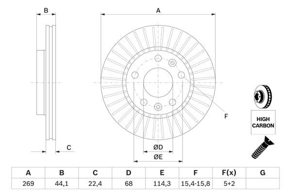 Bosch BD1609 Fren diski; ön küçük görsel 5