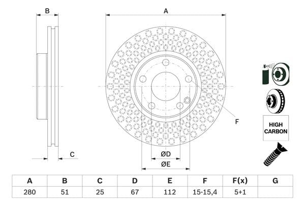 Bosch BD1687 Fren diski; ön küçük görsel 5