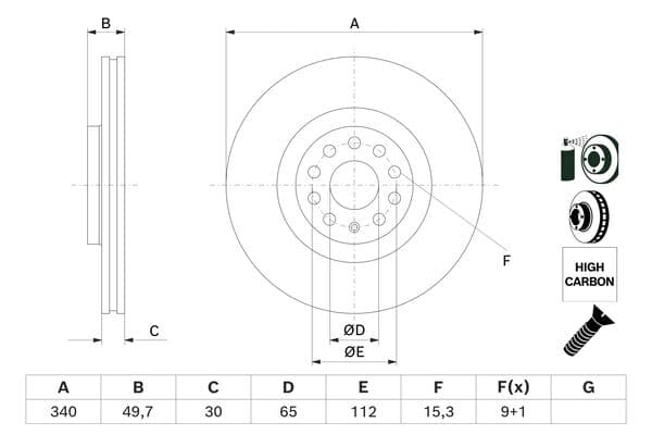 Bosch BD2411 Fren diski; ön küçük görsel 5