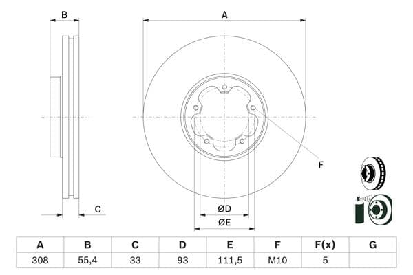 Bosch BD2526 Fren diski Premium2; ön küçük görsel 5