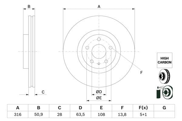 Bosch BD2532 Fren diski; ön küçük görsel 2