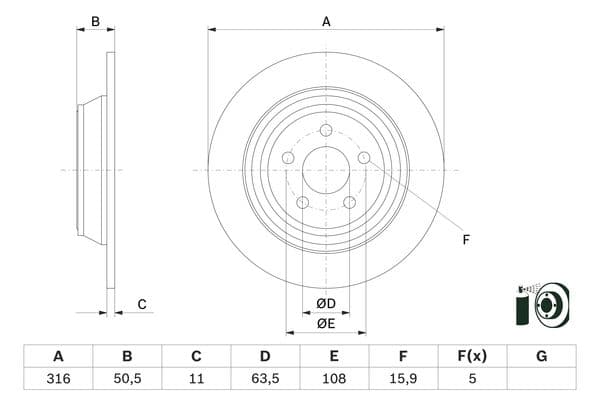 Bosch BD2533 Fren diski; arka küçük görsel 5