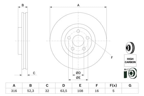 Bosch BD2534 Fren diski; ön küçük görsel 5