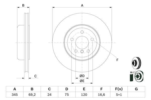 Bosch BD2545 Fren diski Premium2; arka küçük görsel 5