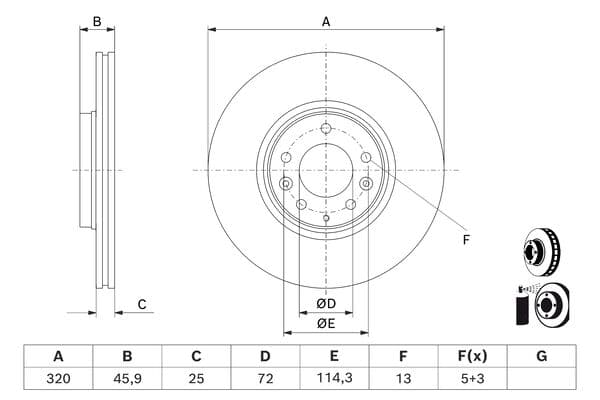 Bosch BD2560 Fren diski; ön küçük görsel 5