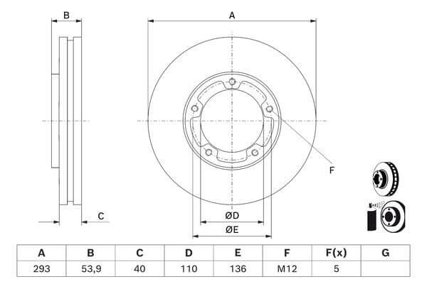 Bosch BD2567 Fren diski; ön küçük görsel 5