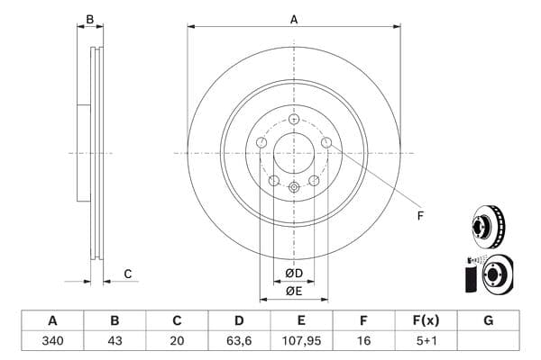 Bosch BD2629 Fren diski; ön küçük görsel 5