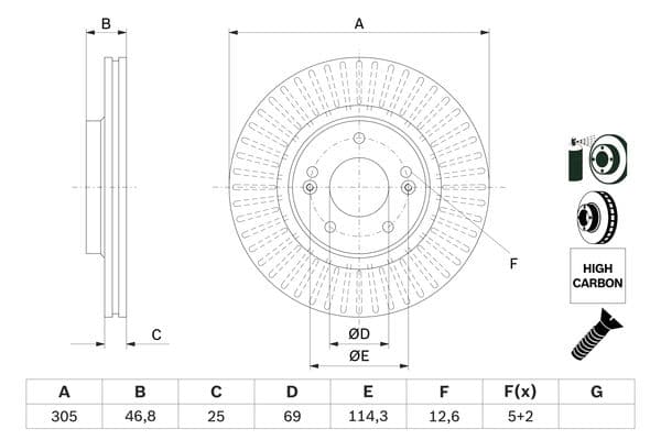 Bosch BD2643 Fren diski; ön küçük görsel 5