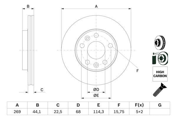 Bosch BD2810 Fren diski; ön küçük görsel 5