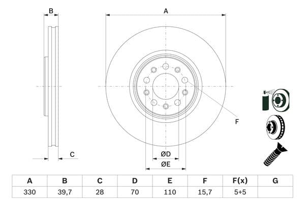 Bosch BD2811 Fren diski; ön küçük görsel 5
