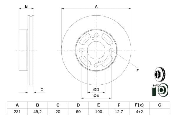 Bosch BD2935 Fren diski; ön küçük görsel 5